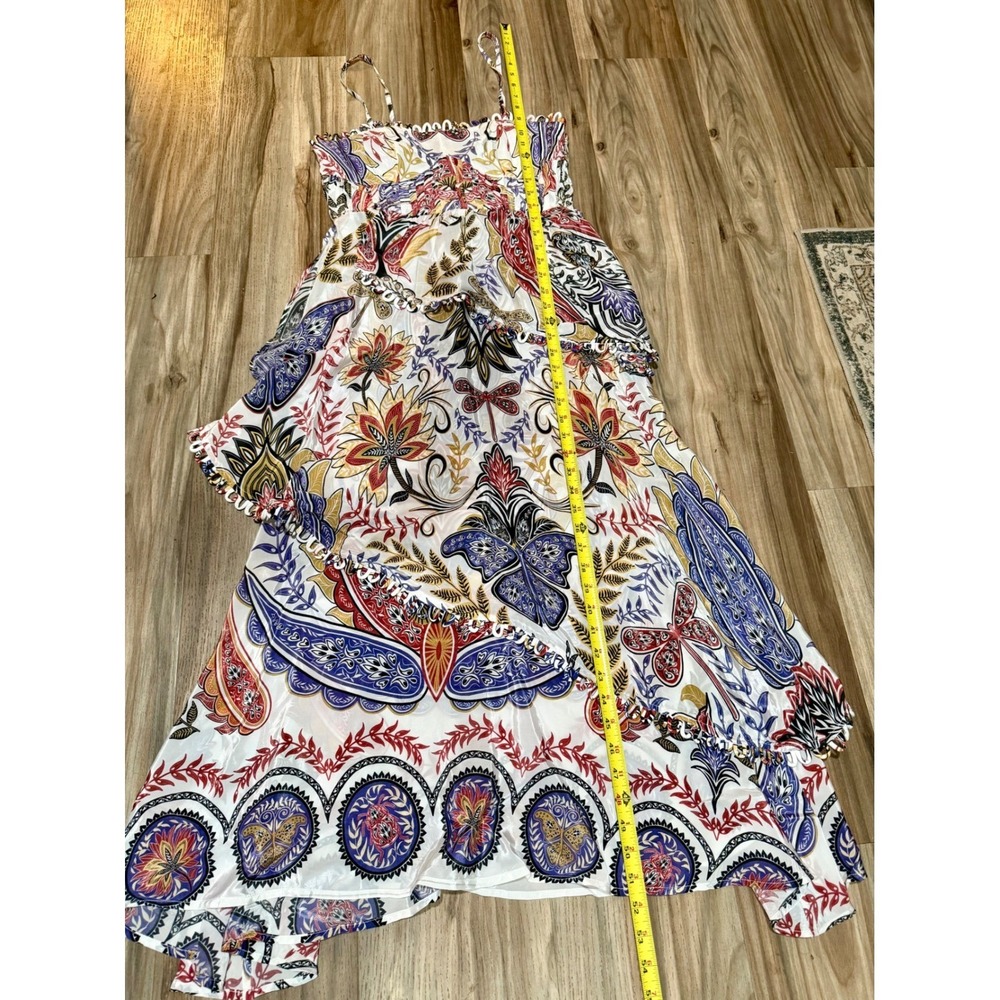 FARM Rio S NWT Boho Paisley Floral Tiered Glam Maxi Dress Scallop Ruffle Wedding - Picture 11 of 14